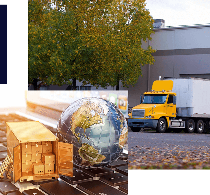 A picture of a globe and some boxes.